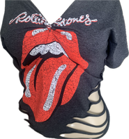 Satisfaction overly shredded backless slit weave shredded cut up t shirt