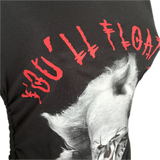 Pennywise you’ll float too IT clown Halloween costume cut up slit weave Micro Mini tshirt tank dress