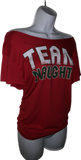 Christmas Holiday naughty list slit weave shredded tshirt