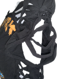 Halloween cartoon Bart Simpson  The Simpsons skeleton halloween costume overly shredded slit weave cut up woven backless asymmetrical t shirt