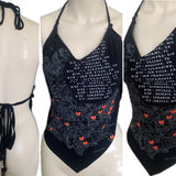 C.R.E.A.M. Festival Fashion shredded handkerchief style retro halter top concert t shirt