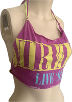 90s neon shredded cut up retro halter crop top bikini t shirt