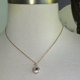 Stainless Steel gold toned garnet coin Pearl and rhinestone star Necklace