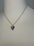 Stainless Steel gold plated crystal heart rhinestone evil eye and gold flower Necklace