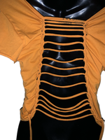 Halloween cartoon skeleton costume mouse in the house overly shredded slit weave backless t shirt
