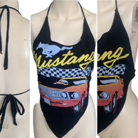 Mustang Festival Fashion shredded handkerchief style retro halter t