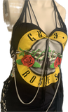Paradise City freak on a leash Micro Mini slitweave halter dress w detachable chains crystal charms