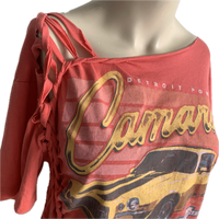 Detroit Power American Classic backless hotbeod shredded slit weave tshirt one size fits most