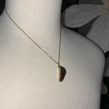 Real switch blade opens Stainless Steel gold plated Necklace with yellow rhinestone