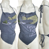 Green eggs and ham Dr Seuss Backless shredded cut up halter crop tank top t shirt