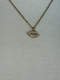 Sealed with a kiss Stainless Steel gold plated smooches rhinestone lip Necklace