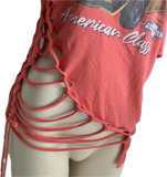 Detroit Power American Classic backless hotbeod shredded slit weave tshirt one size fits most