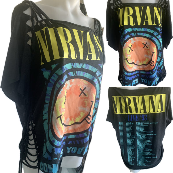 Come as you are cut up woven finger crochet slitweave t shirt