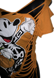 Halloween cartoon skeleton costume mouse in the house overly shredded slit weave backless t shirt