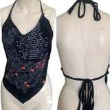 C.R.E.A.M. Festival Fashion shredded handkerchief style retro halter top concert t shirt