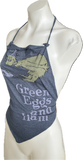 Green eggs and ham Dr Seuss Backless shredded cut up halter crop tank top t shirt