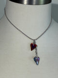 Dangling hearts silver ballchain necklace