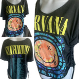 Come as you are cut woven finger crochet slitweave t shirt