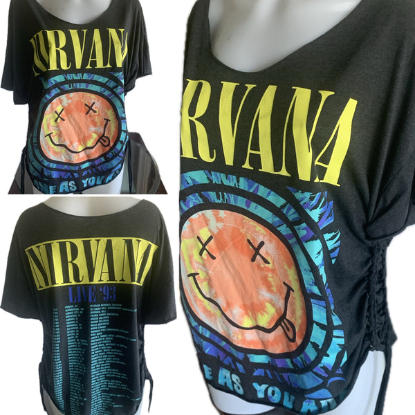 Come as you are cut woven finger crochet slitweave t shirt