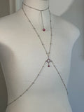 Pink and silver adjustable crystal bodychain