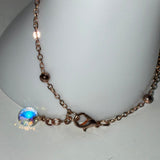 Rhinestone bedazzled crescent moon adjustable rose gold and clear AB crystal fingerbang hand chain
