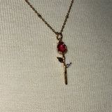 Stainless Steel adjustable gold plated crystal rose bedazzled rhinestone leaf Necklace