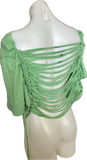 Lucky st Patrick’s Day Mickey Mouse leprechaun shamrock luck of the Irish graphic holiday backless cut up woven t shirt crop top