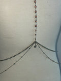 Purple rhinestone dove and heart charm adjustable multiwear silver bodychain