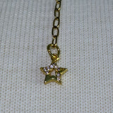 Stainless Steel gold toned garnet coin Pearl and rhinestone star Necklace