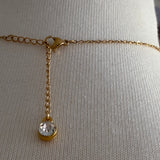 Real etched switch blade opens Stainless Steel gold plated Necklace with clear rhinestone
