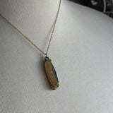 Real etched switch blade opens Stainless Steel gold plated Necklace with clear rhinestone