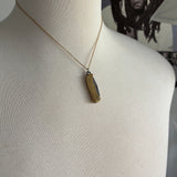 Real etched switch blade opens Stainless Steel gold plated Necklace with clear rhinestone