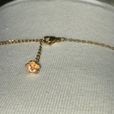 Stainless Steel gold toned heart coin Pearl hibiscus flower Necklace
