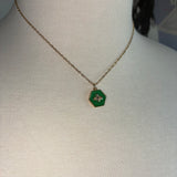 Stainless Steel gold plated green enamel bumble bee Necklace