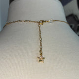 Stainless Steel gold plated bedazzled rhinestone carabiner moon stars and evil eye charm Necklace