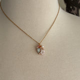Stainless Steel gold plated bedazzled crystal rhinestone encrusted floral Necklace