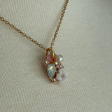 Stainless Steel gold plated bedazzled crystal rhinestone encrusted floral Necklace