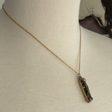 Real switch blade opens eagle themed Stainless Steel gold plated Necklace with blue rhinestone dangle