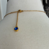 Real switch blade opens eagle themed Stainless Steel gold plated Necklace with blue rhinestone dangle