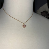 Stainless Steel gold plated lotus REBIRTH white rhinestone FLOWER Necklace with yellow teardrop dangle