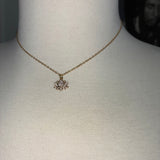 Stainless Steel gold plated lotus REBIRTH white rhinestone FLOWER Necklace with yellow teardrop dangle