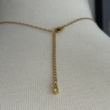 Stainless Steel gold plated lotus REBIRTH white rhinestone FLOWER Necklace with yellow teardrop dangle