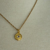 Stainless Steel gold plated bedazzled crystal rhinestone evil eye shooting star Necklace