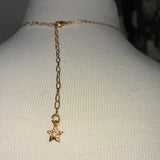 Stainless Steel gold plated bedazzled crystal rhinestone evil eye shooting star Necklace