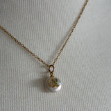 Stainless Steel gold toned rhinestone pave Ganesha lucky elephant coin Pearl Necklace