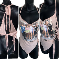 As If 90s nostalgia Slit Weave retro handkerchief style backless tank top reworked t shirt EZ DUZIT 