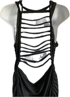 Brand New Braided Slit Weave Backless Sisters of the Moon Black Maxi edgy boho dress Reworked dress EZ DUZIT 