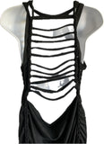 Brand New Braided Slit Weave Backless Sisters of the Moon Black Maxi edgy boho dress Reworked dress EZ DUZIT 