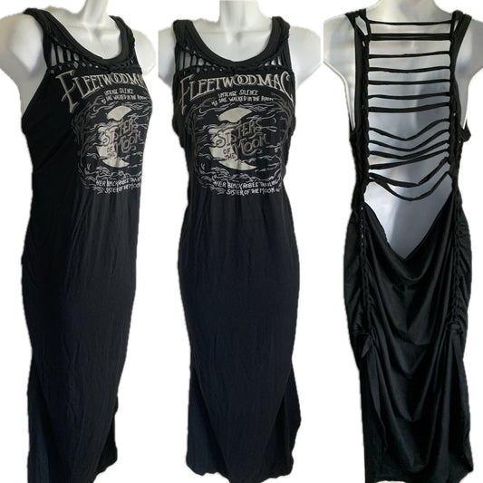 Brand New Braided Slit Weave Backless Sisters of the Moon Black Maxi edgy boho dress Reworked dress EZ DUZIT 