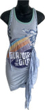 Cherry blossom backless shredded micro mini dress reworked t shirt EZ DUZIT 